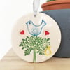 Bird in a pear tree ceramic decoration Pottery decoration