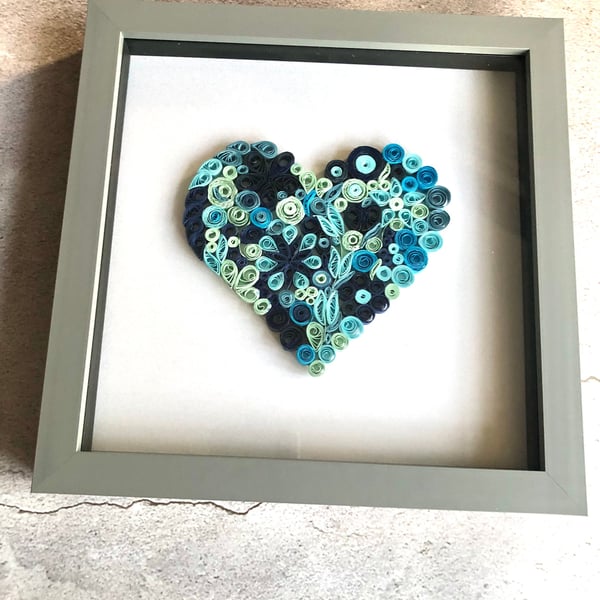 Mother’s Day gift a heart in a frame in shades of blue for a special person 