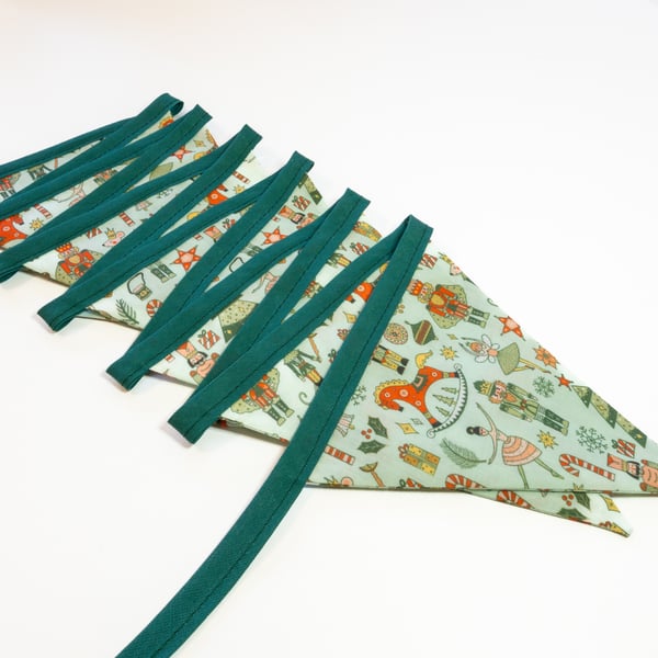Pale Green - 12 flag festive fabric bunting