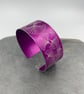 Anodised aluminium ginkgo leaf cuff in dark pink