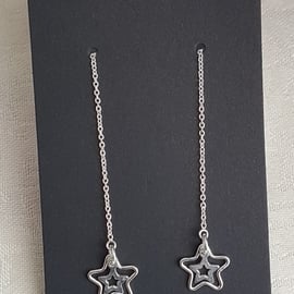 Gorgeous Sterling Silver Star Charm Ear threader Earrings