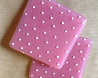 Fused Glass Spotty Coasters