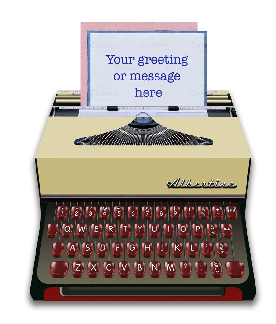 Typewriter 3D greeting card - Folksy