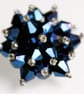 Metallic Blue Crystal Bead Brooch - UK Free Post - Image 1