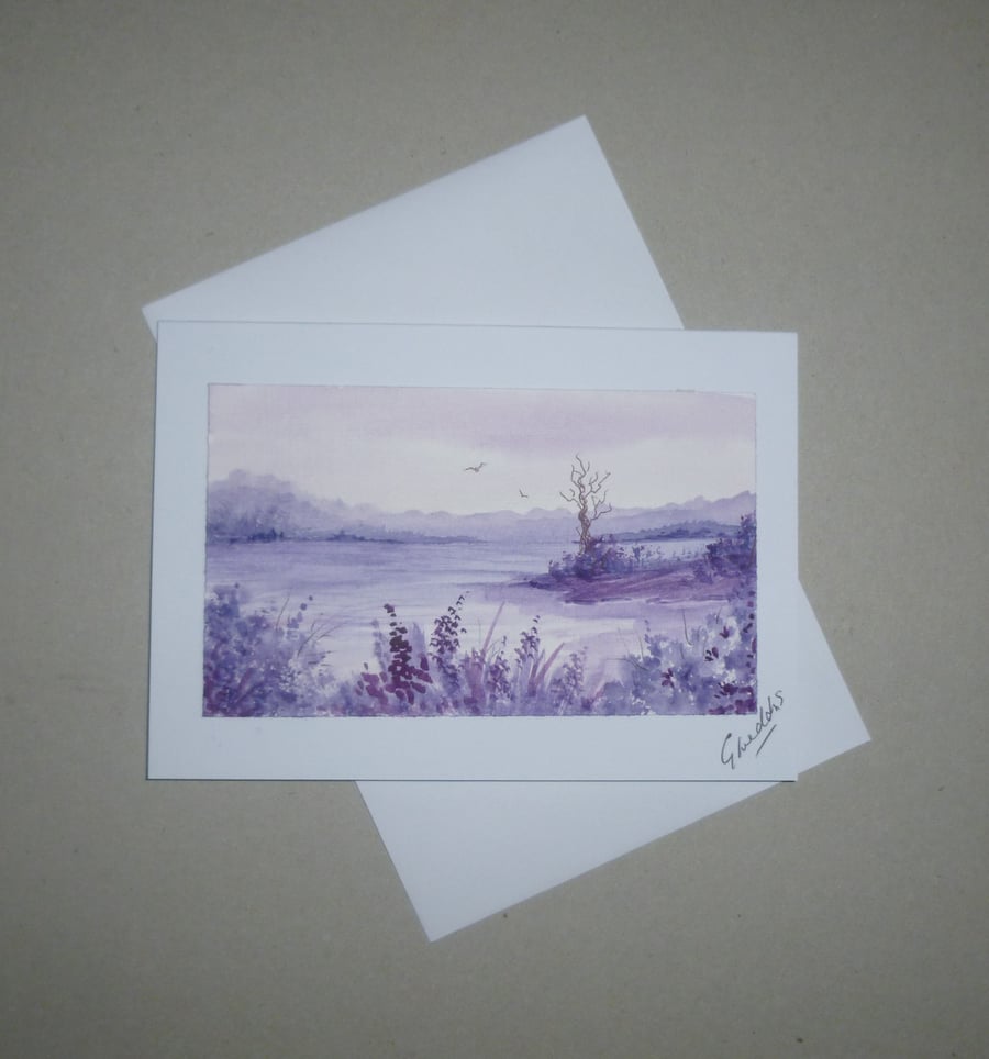 original art hand painted landscape watercolour greetings card ( ref FA 271 D6 )