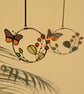Folk Flower and Butterfly Stained Glass Mini Wreath  Wall and Window Hanging
