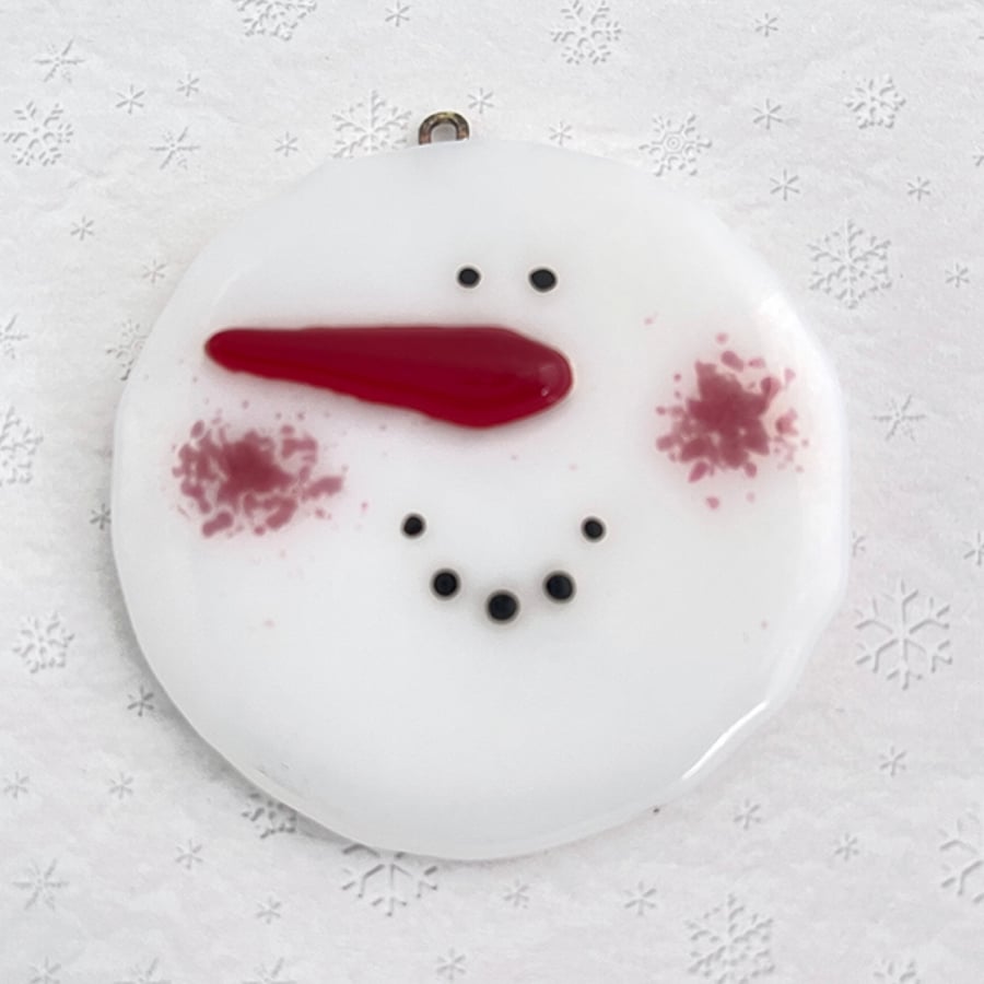 Fused Glass Snowman Decoration