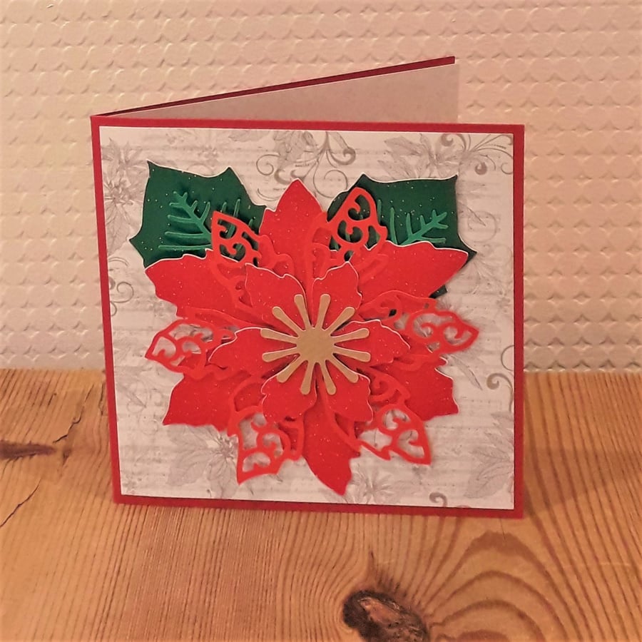 Poinsettia Christmas Card – Red