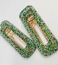 Green and Gold Chunky Hairclips  - Image 4