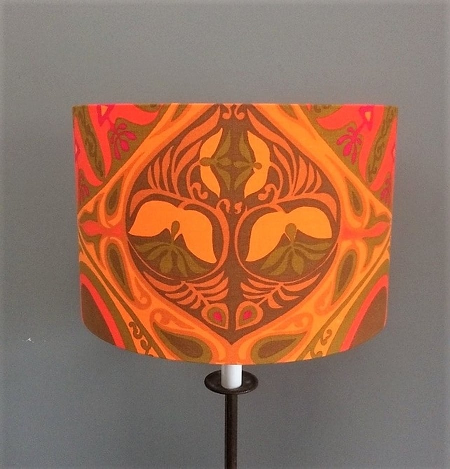 Exotic Orange ZANZIBAR Hippy Jonelle 60s 70s Vintage Fabric Lampshade option 