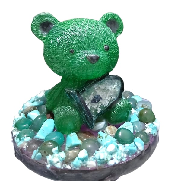 Enchanted Bear Guardian – Turquoise Howlite & Green Agate  