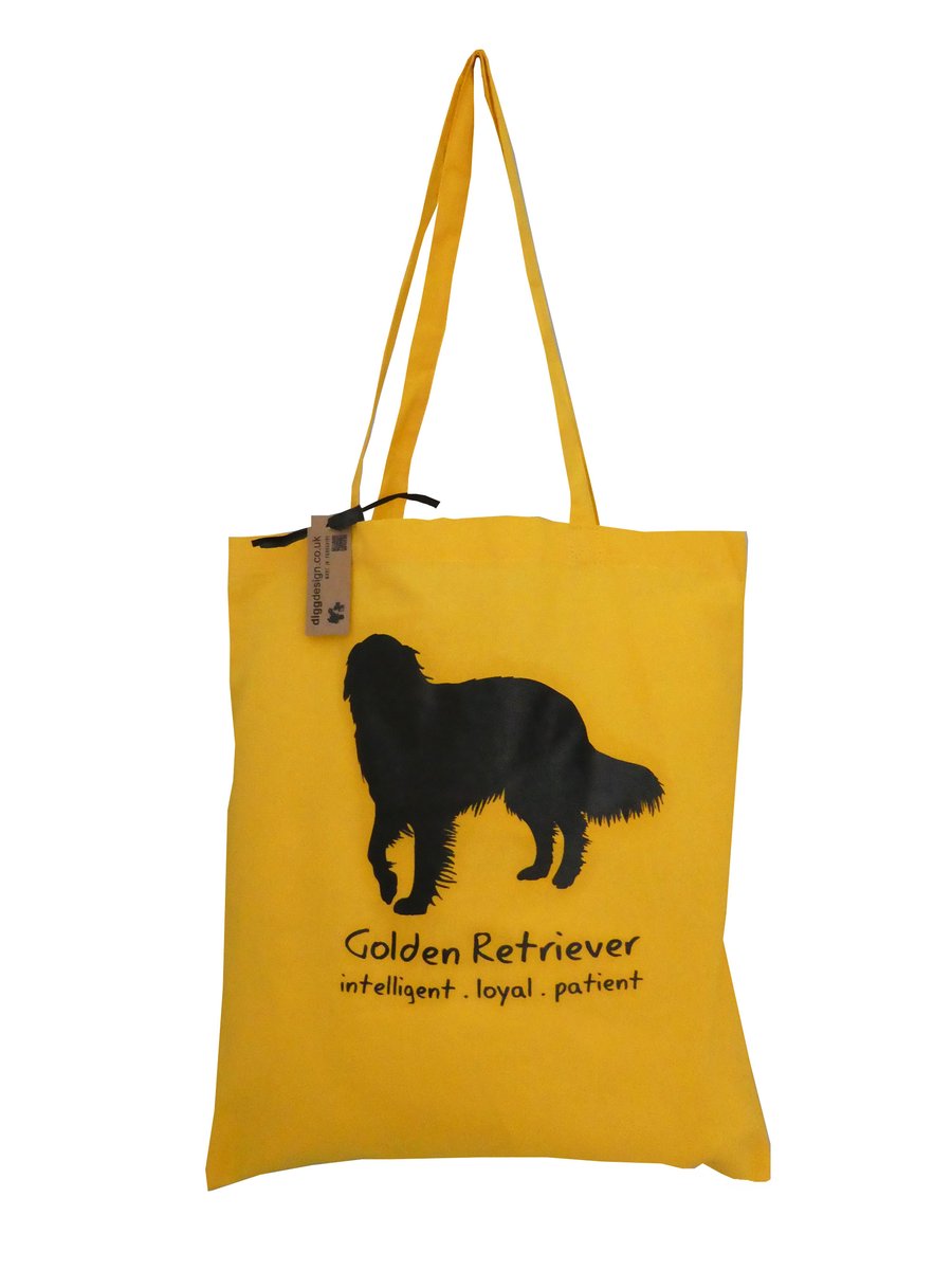 Digg Design GOLDEN RETRIEVER cotton Tote Bag. Golden Yellow