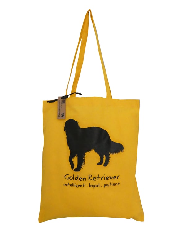 Digg Design GOLDEN RETRIEVER cotton Tote Bag. Golden Yellow