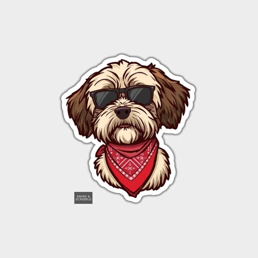 Funny Vinyl Sticker For Adults - Cute Dog With Sunglasses