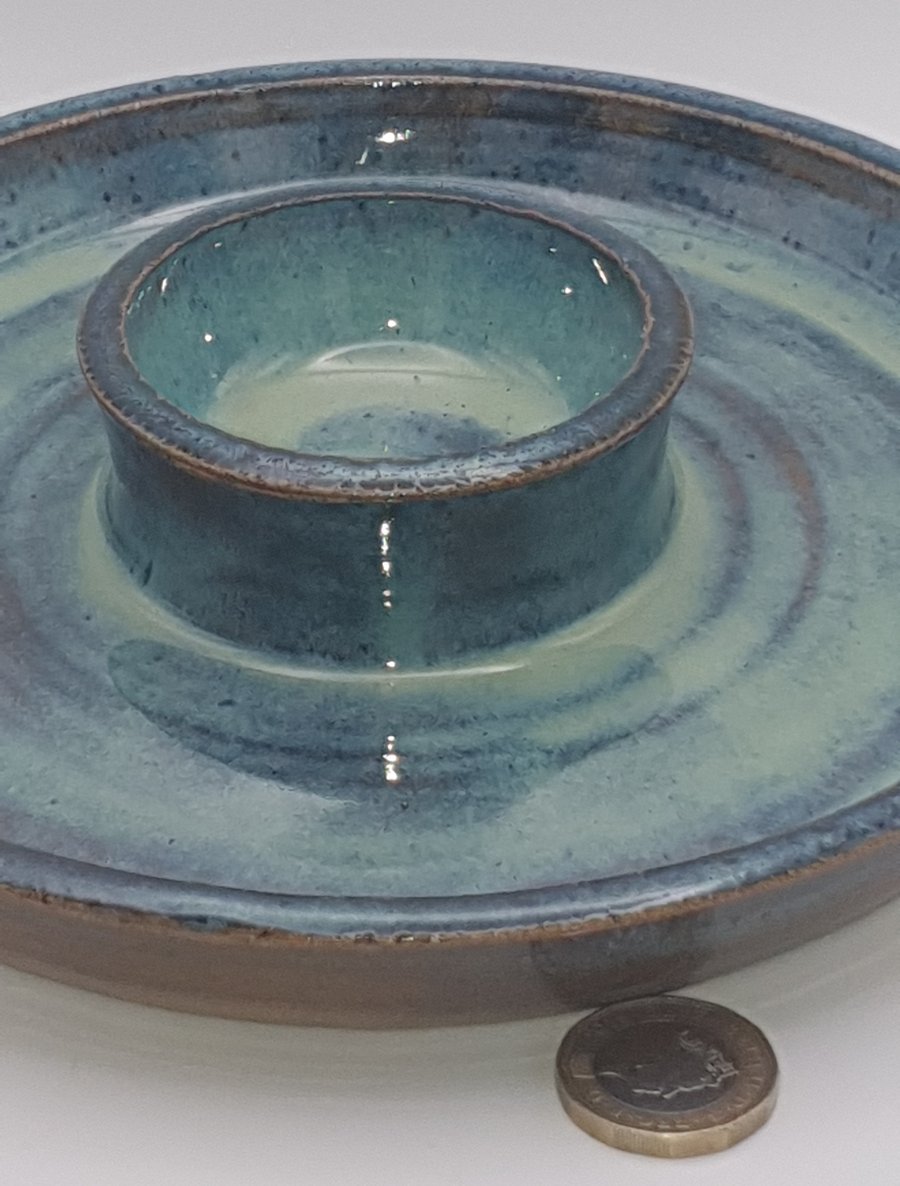 Stoneware sharing plate - chip and dip style