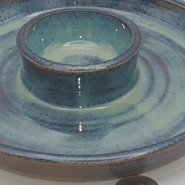 Stoneware sharing plate - chip and dip style