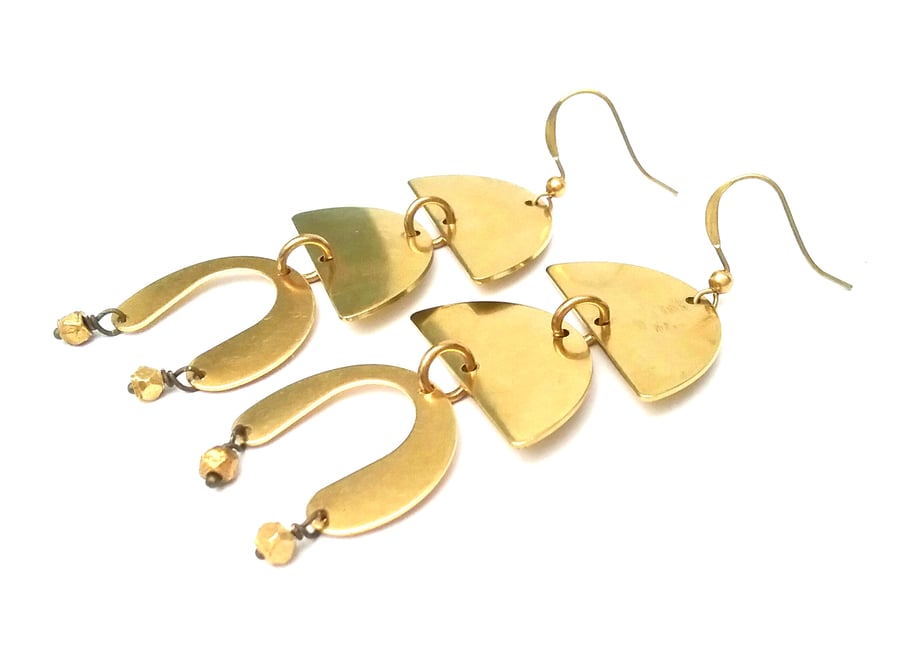 Raw Brass Geometric Boho Earrings 