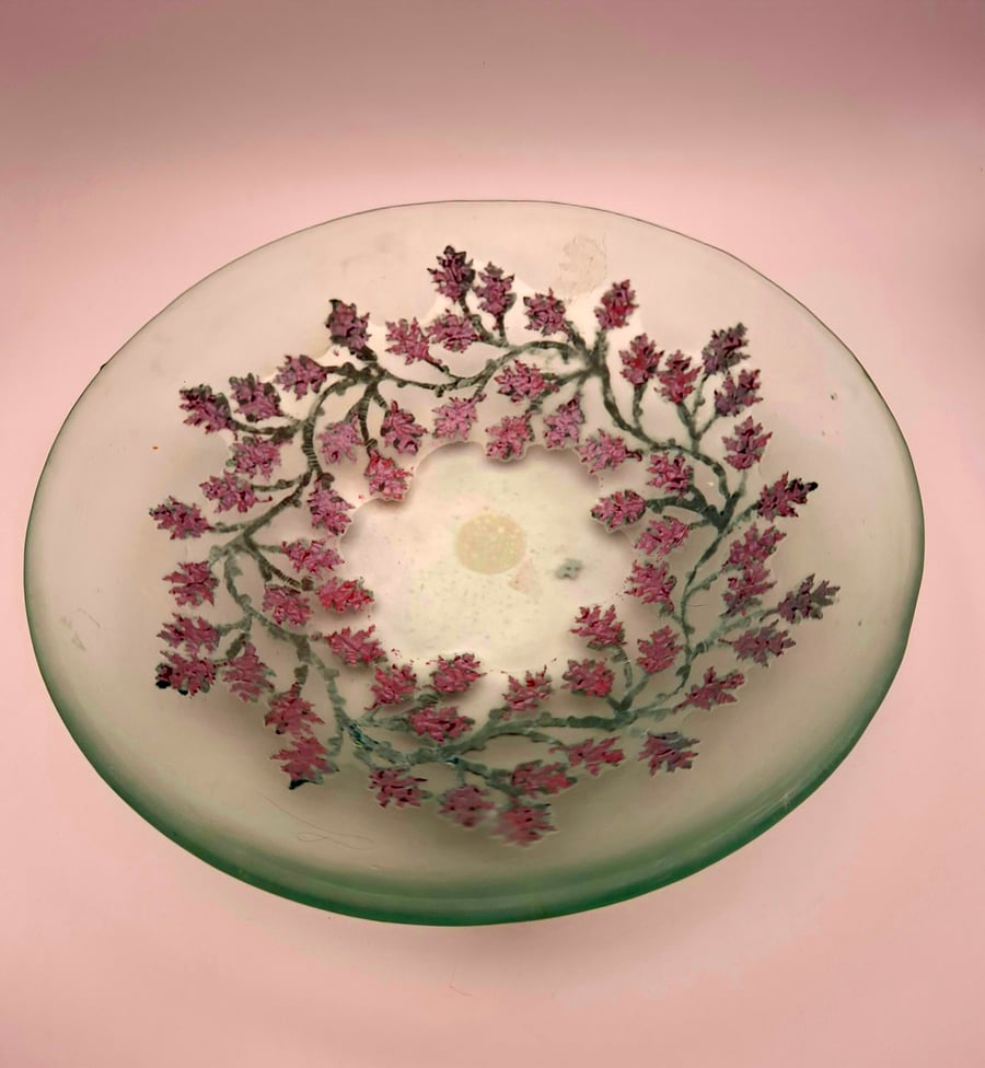 Handmade Fused Glass "Crown of Oak" Bowl