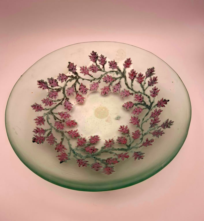 Handmade Fused Glass "Crown of Oak" Bowl