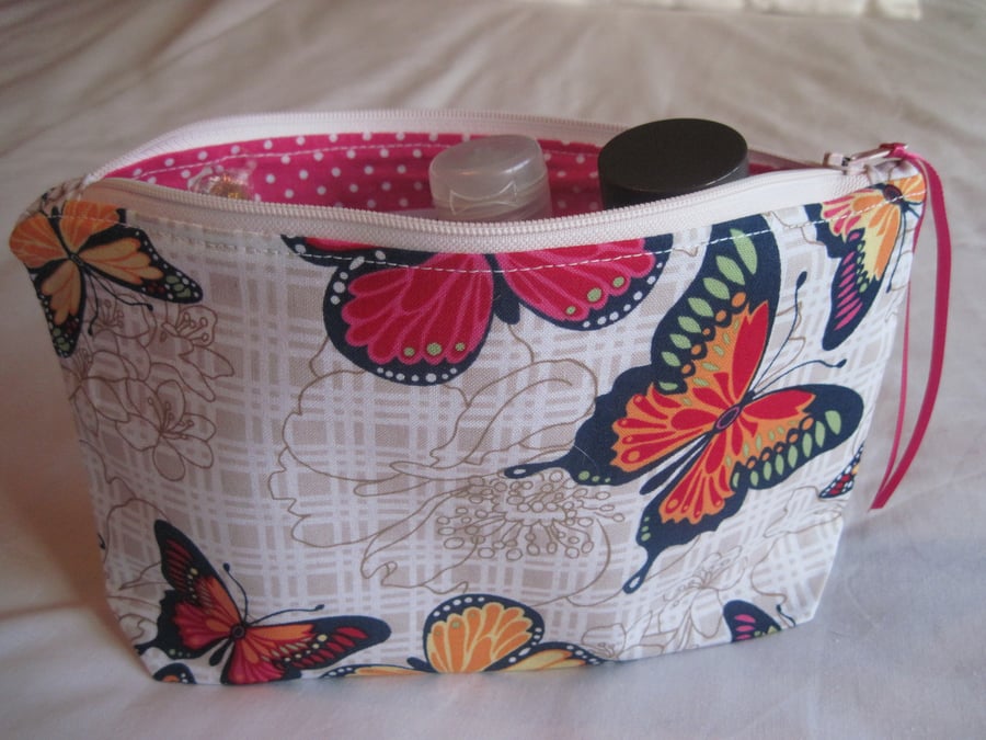 Ladies Butterfly Print Cosmetic Bag