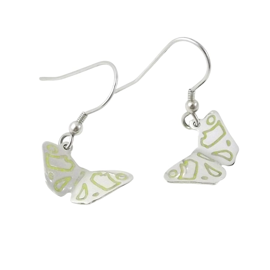 Butterfly Drop Earrings, Silver Wildlife Jewellery, Gift for Nature Lovers