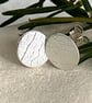 Small Silver Stud Earrings  - Handmade in UK imprinted with a leaf pattern - Image 3