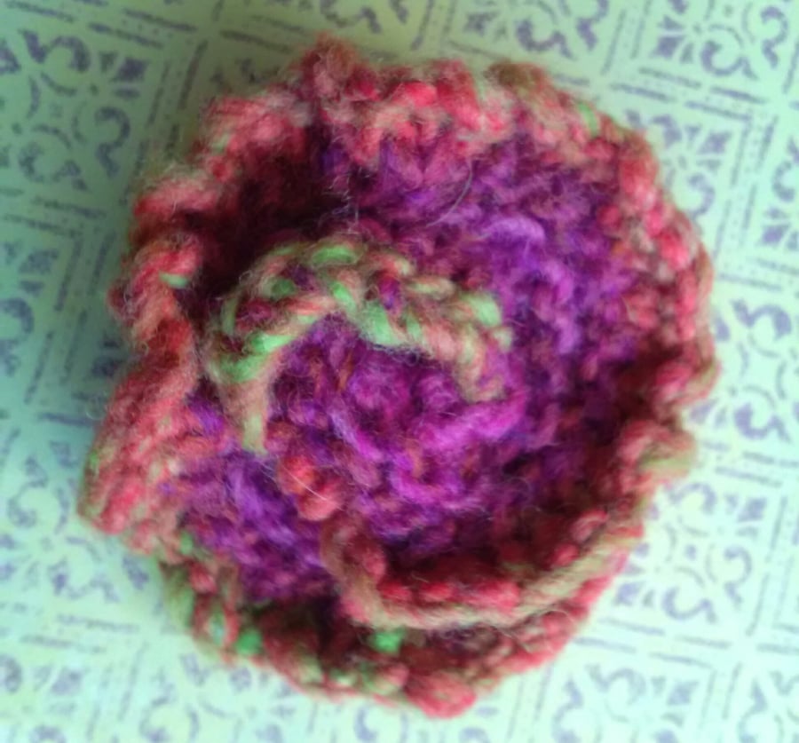 Handknit Swirl Flower Brooch