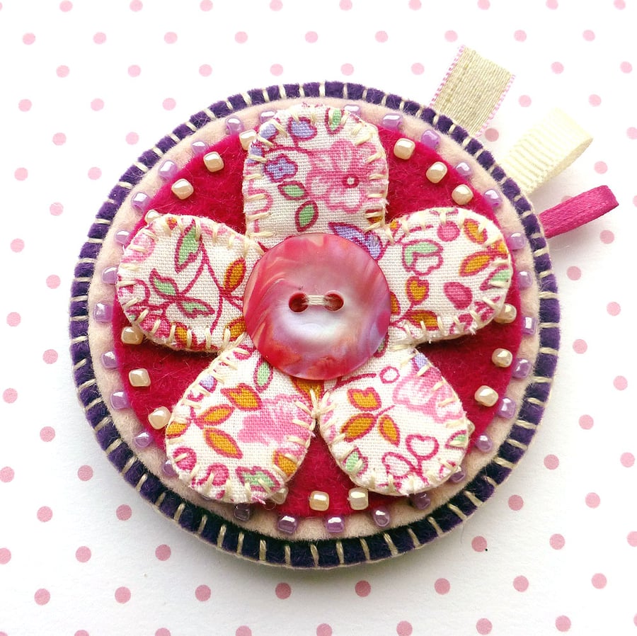 Fabric Flower Brooch