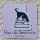 Curious Cat on Books Magnetic Bookmark.