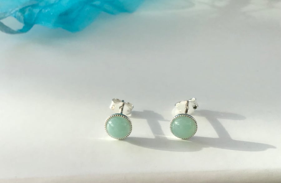 Summery Amazonite SS stud earrings