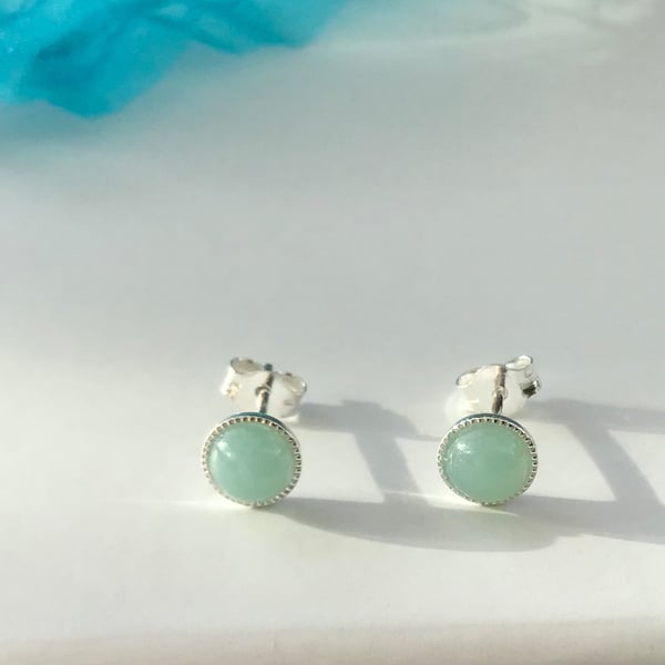 Summery Amazonite SS stud earrings