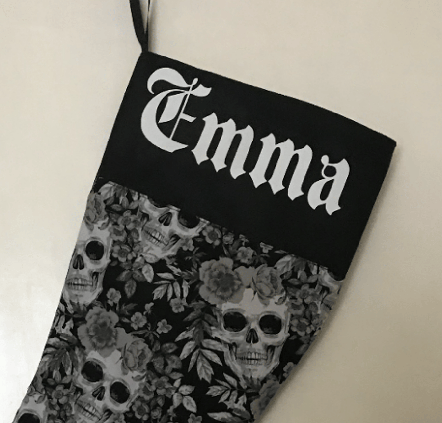 Personalised Christmas Stocking skull design