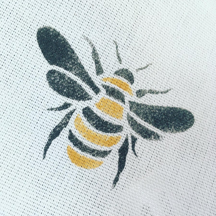 Handprinted Bumble Bee Tea Towel 