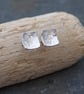 Studs, Sterling Silver Square Flower Stud Earrings, Daisy Design.  - Image 6