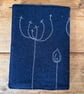 Notebook & Journal Cover in Dark Blue Vintage Welsh with Stitched Cowslip design - Image 4