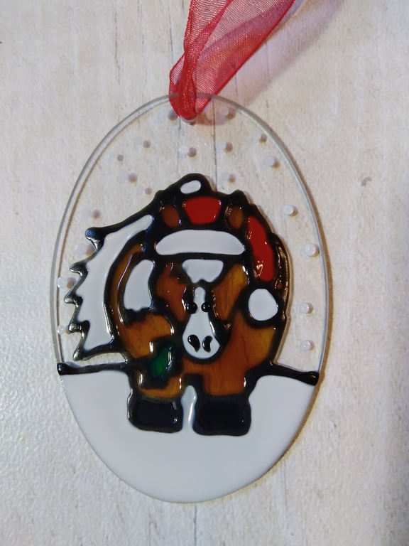 Christmas Pony decoration. Hand painted glass.  Christmas ornament