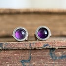 Sterling Silver Amethyst Stud Earrings 