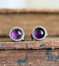 Sterling Silver Amethyst Stud Earrings 