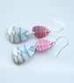 Pebble shaped mid century style red drop leaf earrings - Image 5