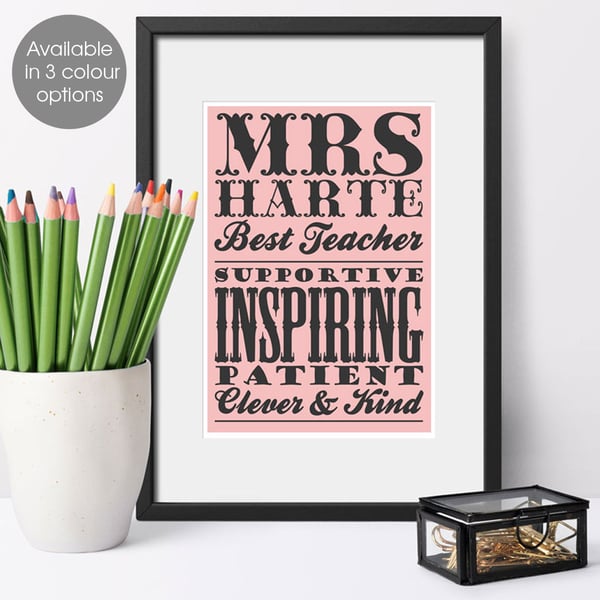 Word Art Personalised Teacher Gift