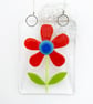 Fused Glass Red Flower Hanging - Handmade Fused Glass Suncatcher - Image 1