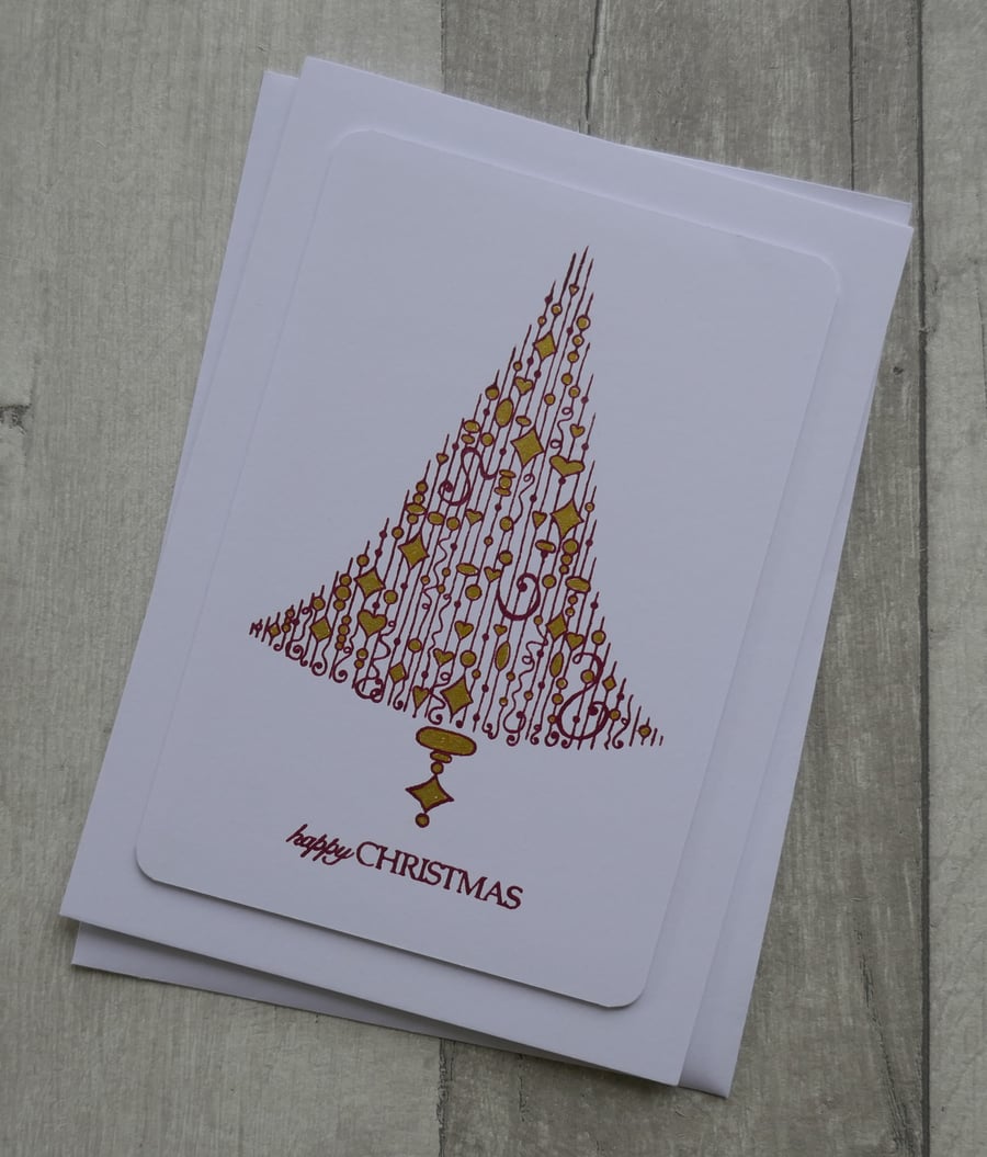 Red and Gold Delightful Dangles Christmas Tree - Christmas Card