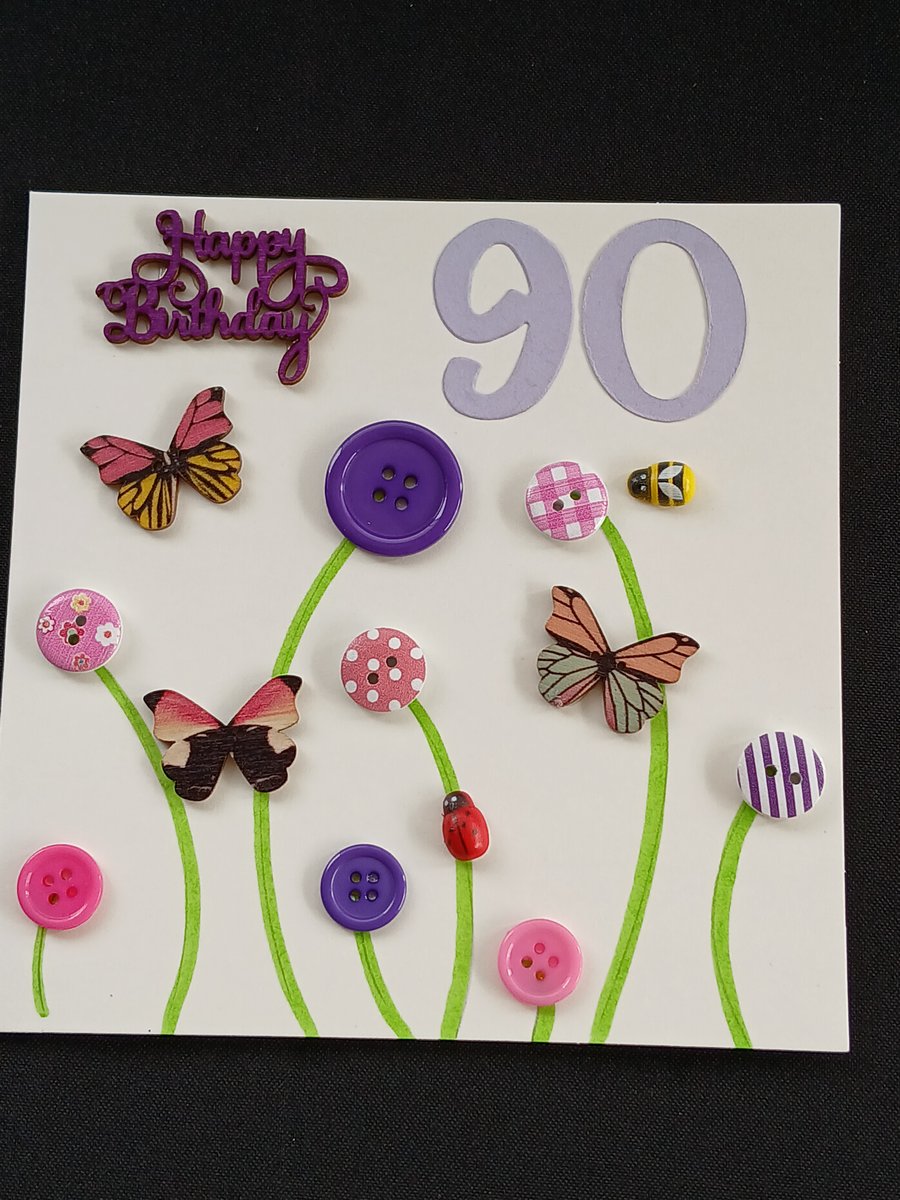 Handmade 90th birthday card 