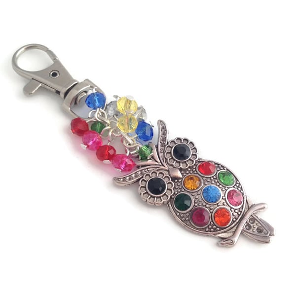 Colourful Owl Bag Charm