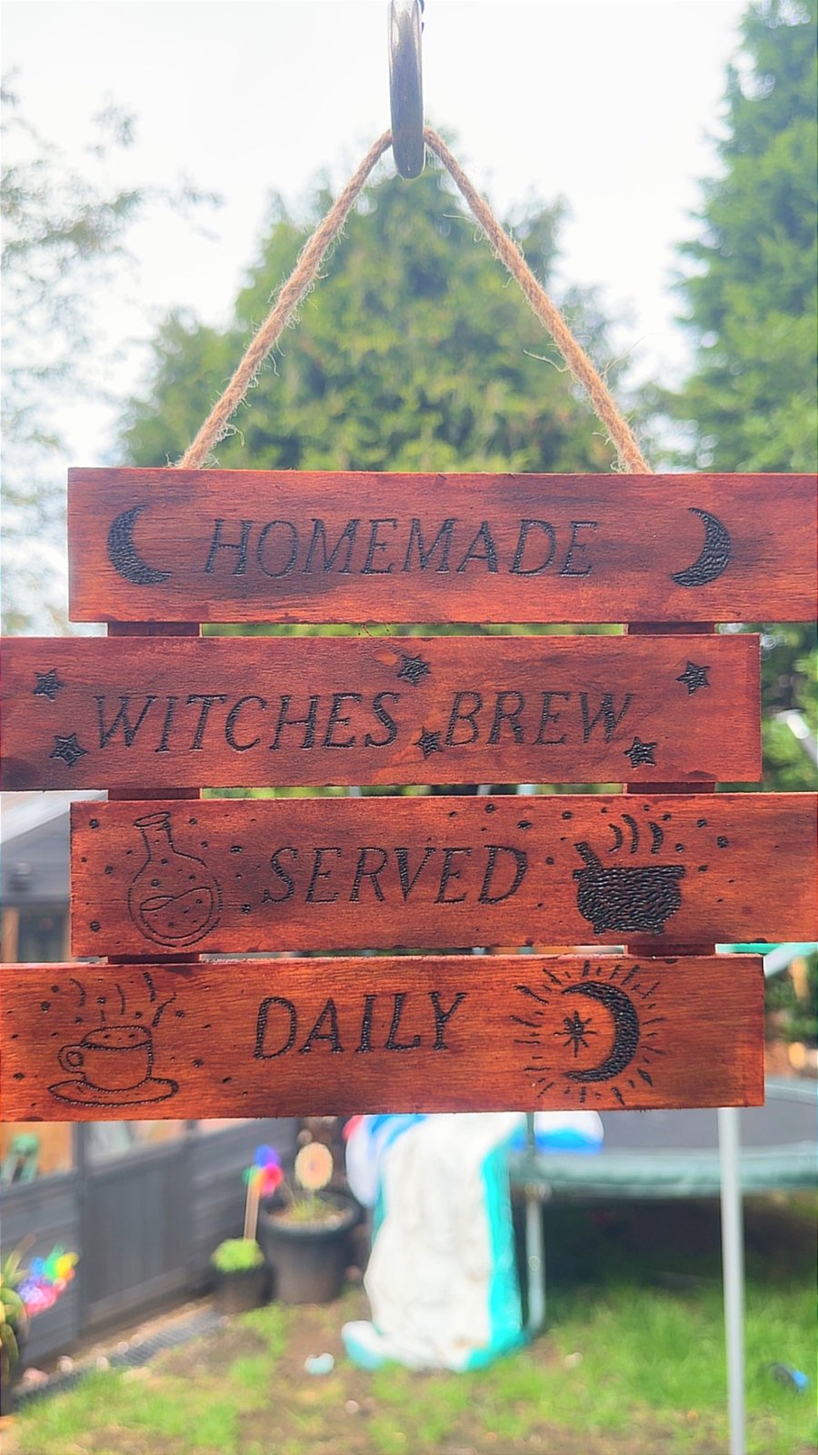 Rustic wooden witchy sign 