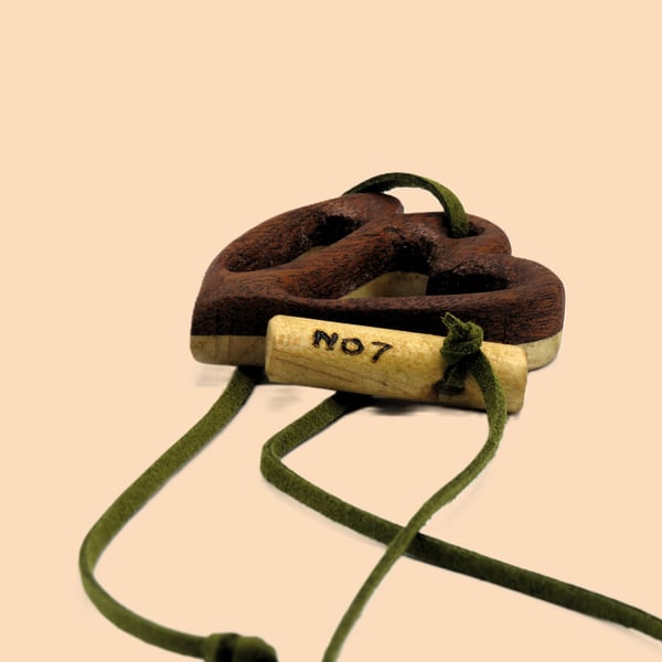 Ash & Mahogany Twin Pierced Heart Pendant.SKU-N07