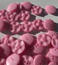 50 x Acrylic 15mm 2 Hole Pink Buttons