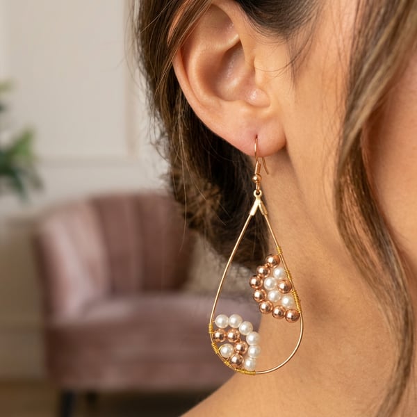Teardrop Hoop Earrings Hand made