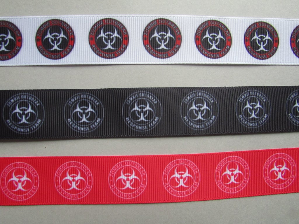 Zombie Outbreak Response Team Grosgrain Ribbon x 1 metre available in 3 colours