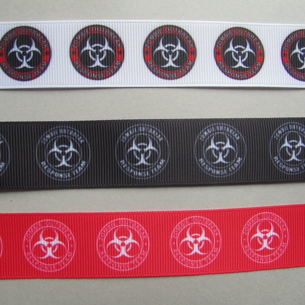 Zombie Outbreak Response Team Grosgrain Ribbon x 1 metre available in 3 colours